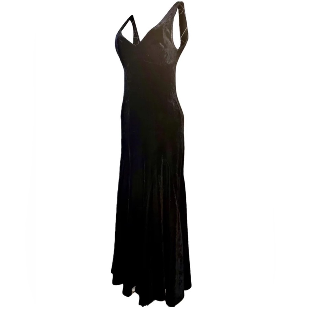 Katherine Hamnett vintage  black velvet maxi dress from the 90s.